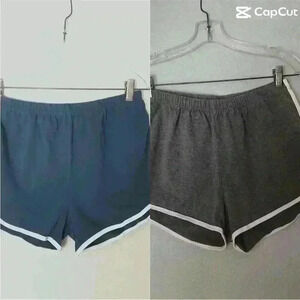 Lot of 2 short stretch cotton shorts teal gray and white XL